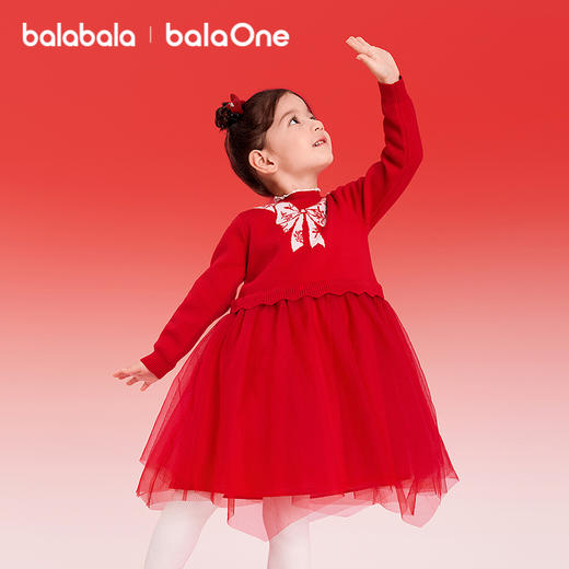 【balaOne】巴拉巴拉童装儿童连衣裙女童2025新款春装针织网纱裙 商品图2