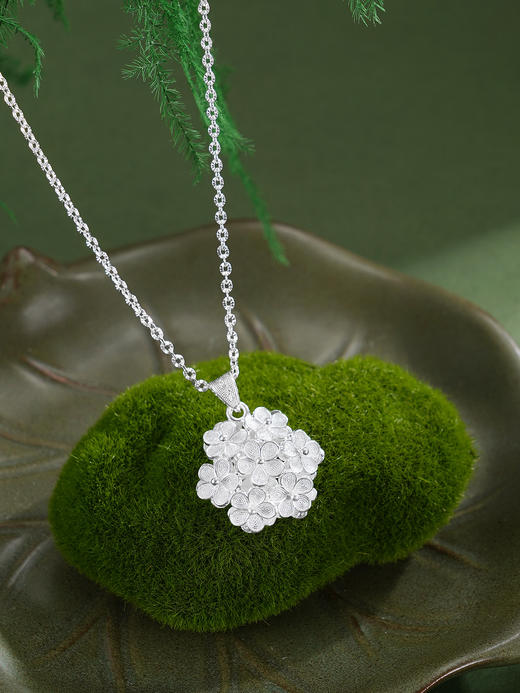 子佩集【繁花簇锦】S990银套链【QFTL014】花丝双面立体花朵项链2510 商品图3