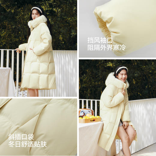 森马长款羽绒服90绒子可拆卸毛领连帽分割插肩袖2025新款女冬外套 商品图4