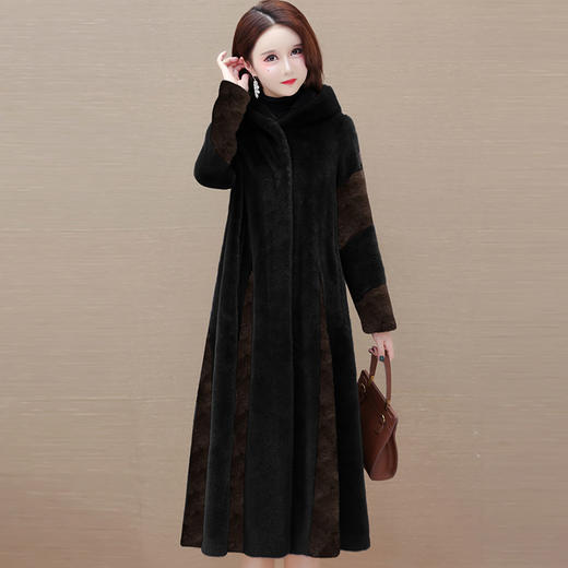 QYM DR2593-Y连帽貂绒大衣厚款休闲加厚毛绒外套 商品图0