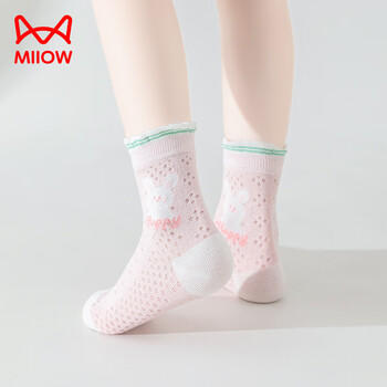 猫人儿童袜子女童夏季【5A抑菌+花边网眼】薄款中筒袜女宝宝大网眼袜 商品图4