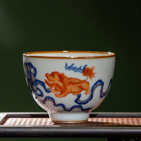 问鼎留青/月白/精工款/韶秀杯（红狮玲珑）