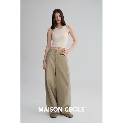 MAISON CECILE 五色|弧形裁剪高级感做旧水洗宽松显瘦休闲工装裤 商品图1