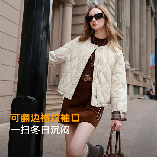 【防水易打理】三彩2025冬季新款90白鸭绒羽绒服轻薄宽松短款M 商品图2