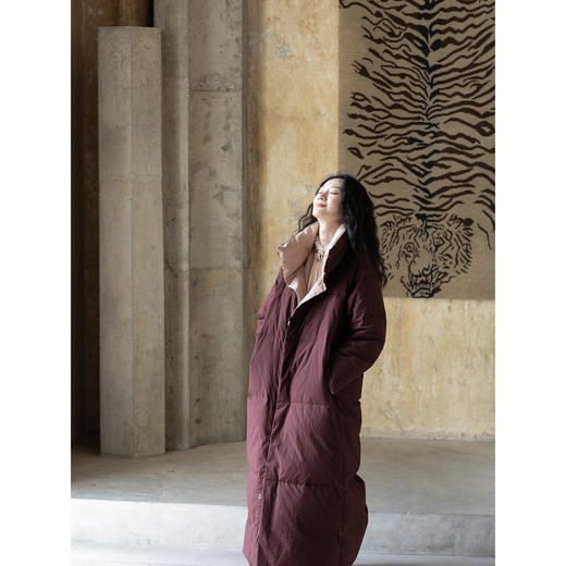 牧衣游原创 净色棉红嘴雁绒羽绒外套抗寒保暖加厚长羽绒服 花与浔 商品图2