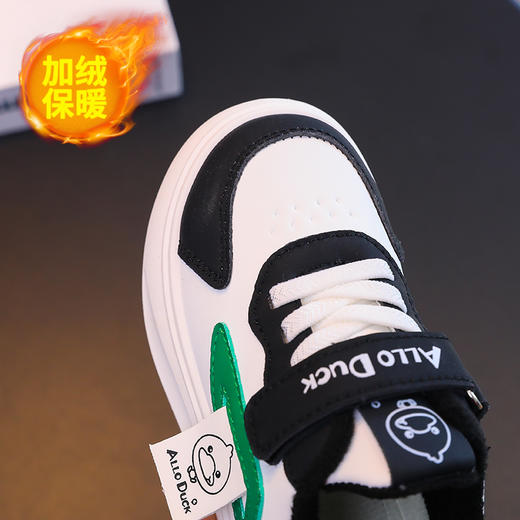 小黄鸭冬季新款运动鞋儿童皮面防水男女童加绒保暖小中童跑步鞋潮24-38 商品图5