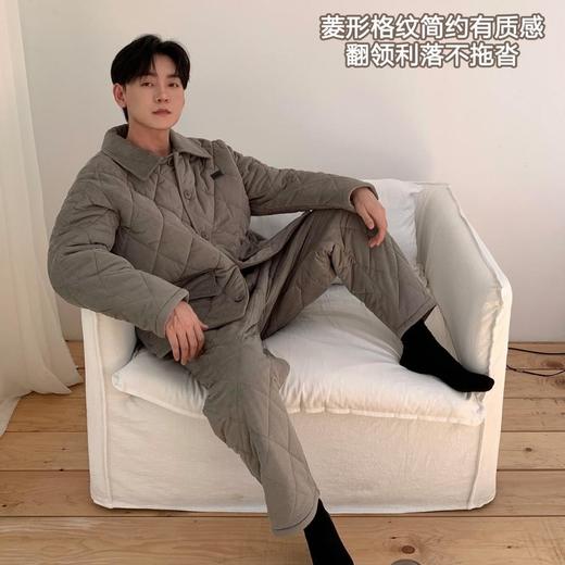【冬季情侣三层夹棉棉袄】加厚保暖简约轻奢可外穿男女家居服冬两件套 商品图3