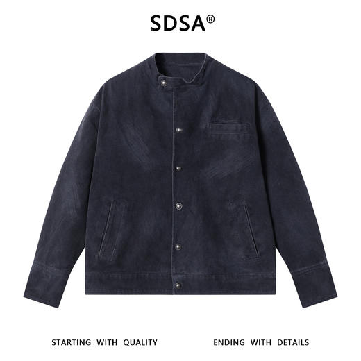 SDSA男士秋冬新款痞帅男装韩系简约磨白立领夹克外套百搭设计师潮 商品图0