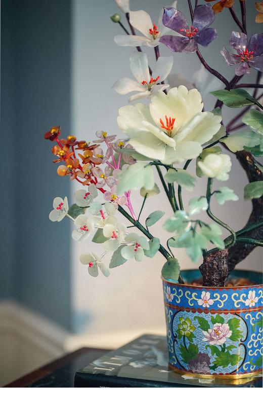 【已售】独角鹿西洋古董 20世纪中国创汇时期出品牡丹花纹景泰蓝盆装饰「百花争艳」珍宝像生盆景 商品图2