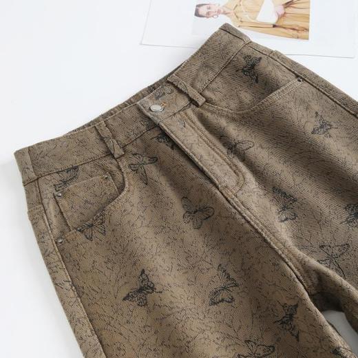 MYX垂坠感印花长款拖地裤加绒保暖遮胯显瘦阔腿裤2025冬款大码休闲裤 商品图3