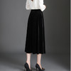 MYX金丝绒垂感百褶大摆裙2025冬款显瘦黑色时尚半身裙松紧腰休闲长裙 商品缩略图2