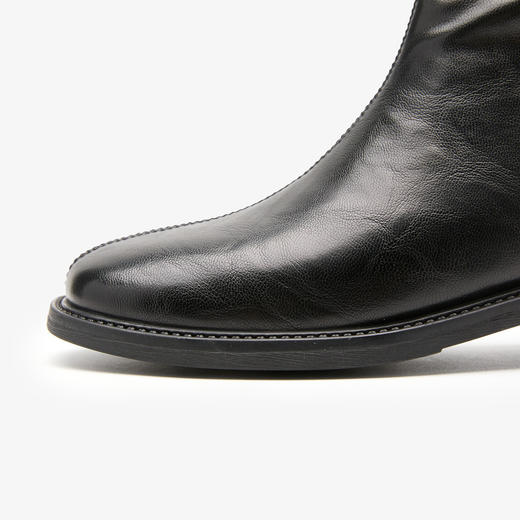 西遇粗跟瘦瘦靴女新款秋冬舒适中跟通勤单靴子圆头黑色短靴V2257254 商品图5