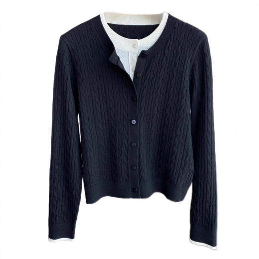 设计感假两件！2025复古时髦绞花针织开衫外套女2025秋冬新款女款！ 商品图4