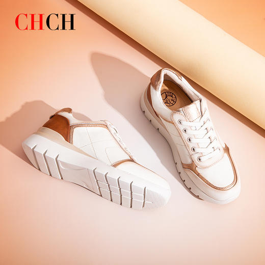 CHCH平衡鞋2025秋冬新款牛皮平底轻便休闲女鞋CP2B5011 商品图2