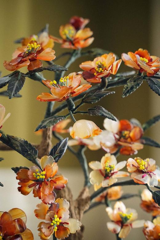 【已售】独角鹿西洋古董 20世纪中国创汇时期出品丰收花卉纹景泰蓝盆装饰「富丽海棠」珍宝像生盆景 商品图2