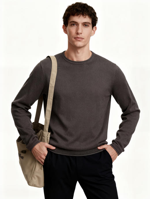 【南法羊绒针织】11%羊绒80%的精纺羊毛轻奢极简卷边长袖秋冬针织 商品图1