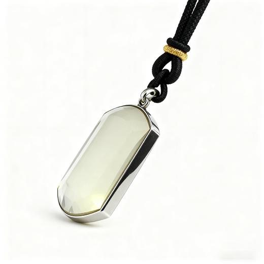 2026化天时受克 天然黄水晶平安无事牌 925银镶嵌许愿方牌项链挂件 商品图1