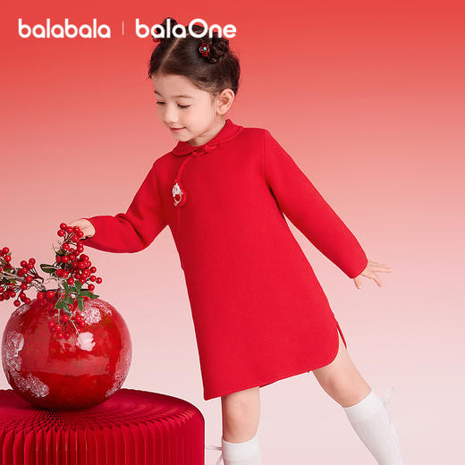 【balaOne】巴拉巴拉童装儿童连衣裙女童2025年新款春装新中式裙 商品图2