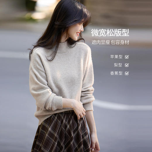 【年货节】熙世界阿拉善100.%绵羊毛衫女2025秋冬新款半高领针织毛衣打底衫 商品图2