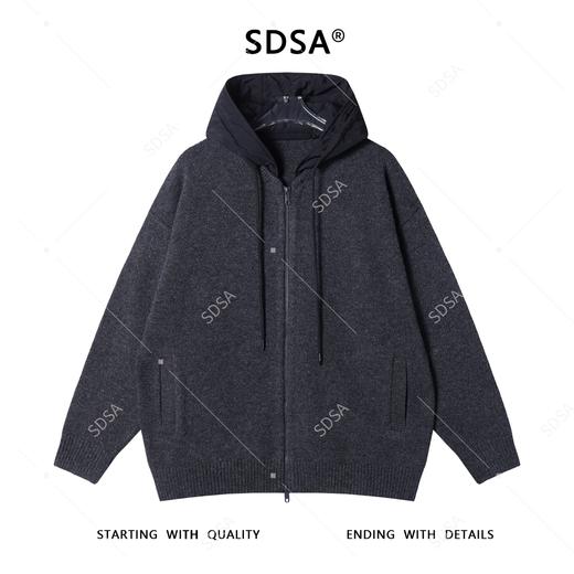 69027SDSA男士秋冬新款痞帅男装潮牌拼接抽绳连帽毛衣慵懒风百搭针织衫 商品图1