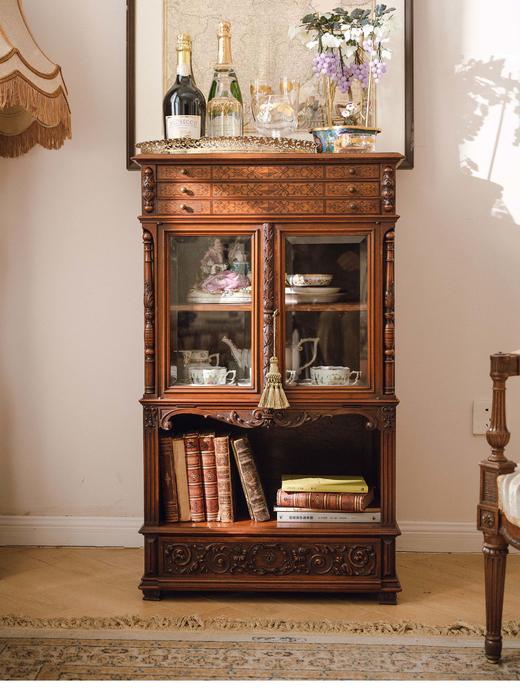 【已售】独角鹿西洋古董 19世纪欧洲出品新古典主义风格繁花卷叶主题硬木精雕多层展示柜 商品图2