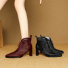 【预售5天】秋冬季牛皮马毛拼接编织显瘦时装靴前拉链加绒粗高跟短靴女DB&M6622 商品缩略图2