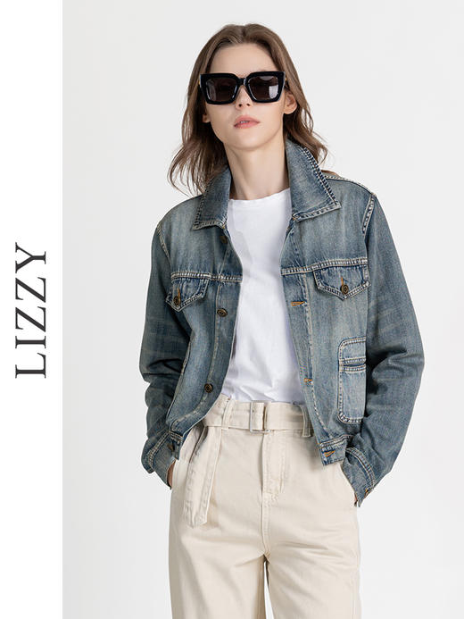 LIZZY早秋休闲帅气洗水牛仔都市个性短外套8131 商品图0
