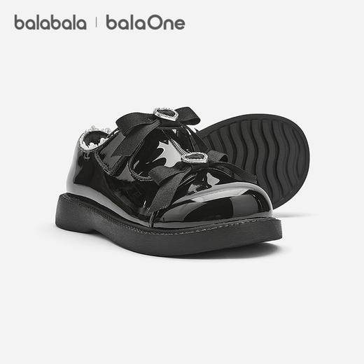 【balaOne】巴拉巴拉女童公主鞋亮面小皮鞋春秋2025新蝴蝶结洋气 商品图1