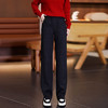 MYX毛呢加厚直筒裤女松紧腰休闲长裤2025年冬款窄版修身显瘦阔腿裤 商品缩略图1