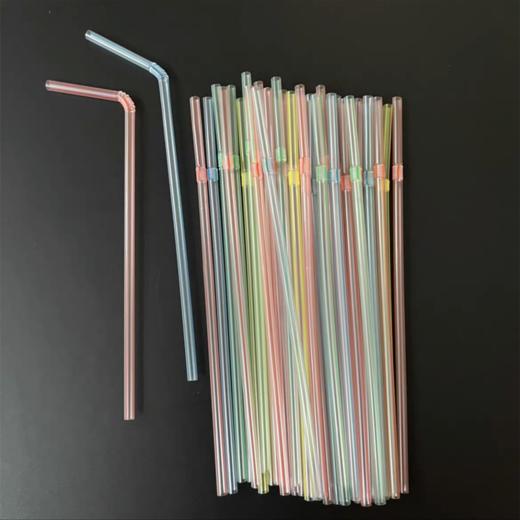 一次性吸管加厚食品级透明彩条可弯头吸管家用商超饮料品吸管 20cm 100支/包 商品图4