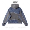 25139SDSA男士秋冬新款痞帅男装潮牌磨白磨破纽扣连帽牛仔夹克百搭时尚 商品缩略图4