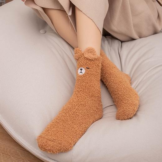 超暖和【锁住温度！告别脚冷】加绒加厚，袜新款刺绣地板袜子秋冬加厚保暖不掉毛珊瑚绒睡眠袜。rc 商品图2