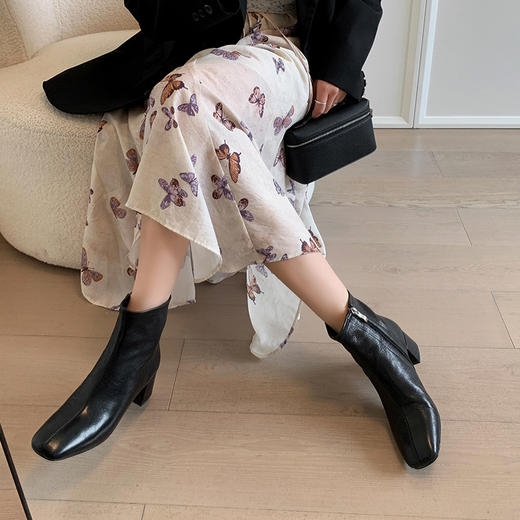 雀说 羊皮简约优雅百搭切尔西靴BSH4071115 商品图1