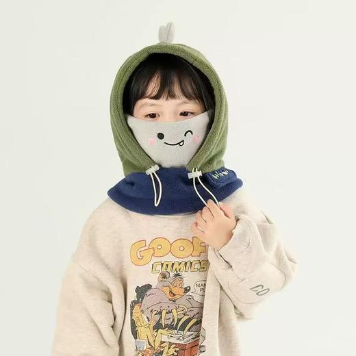 冬季【毛绒儿童帽子围脖一体】加绒加厚男女童帽子 防寒保暖护耳套头帽  商品图6