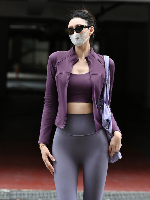 Beemen秋冬磨绒加厚瑜伽外套女 立领防风锁温 3D 修身剪裁藏肉显腰线  健身跑步穿 显瘦不臃肿 商品图2