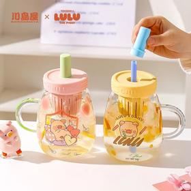 4楼Eubelle欧蓓 川岛屋&lulu猪联名 玻璃杯900ml 吸管杯茶水分离泡茶杯 活动价：59.9元