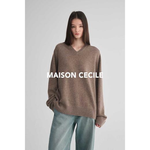 MAISON CECILE 五色/高克重V领羊毛针织慵懒感大毛衣 商品图3