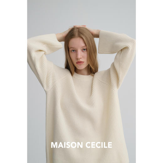 MAISON CECILE 两色|羊绒羊毛针织廓形插肩袖毛衣/抽绳八分阔腿裤 商品图3