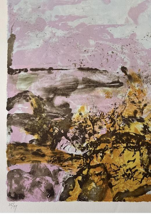 独角鹿西洋古董 1998年法国Éditions de la Différence出版赵无极亲签「无题：第392号」彩色石版画 商品图1