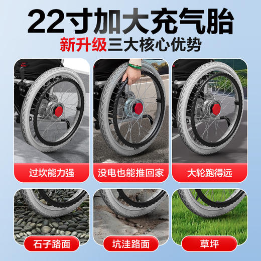 电动轮椅老年人残疾人代步车大轮带手推圈智能全自动越野农村专用 商品图2