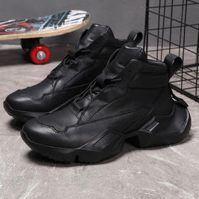 男鞋冬季加棉高帮鞋男韩版潮流运动休闲潮鞋真皮鞋男