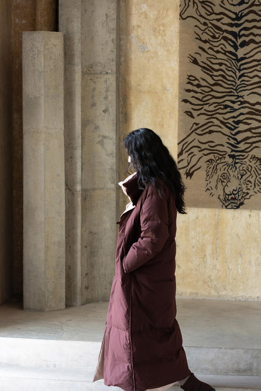 牧衣游原创 净色棉红嘴雁绒羽绒外套抗寒保暖加厚长羽绒服 花与浔 商品图5