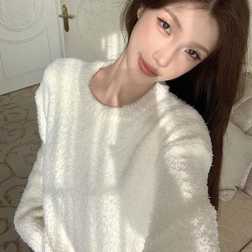 【甜美马卡龙家居服】半边绒睡衣女冬季新款纯色甜美家居服舒适保暖弹力可外穿套装 商品图1