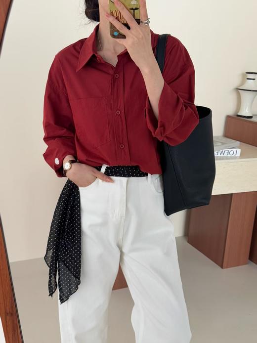 秋冬毛衣大衣cp复古港风纯棉长袖廓形衬衫 商品图6