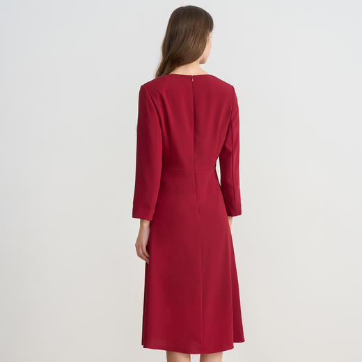 EITIE爱特爱气质收腰红色长袖礼服连衣裙2025秋季新款C2507834A连衣裙 商品图4