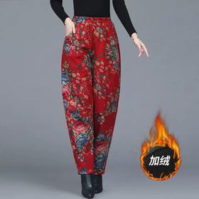 2025冬季复古印花加绒灯笼裤女民族风保暖棉裤宽松休闲裤长裤女