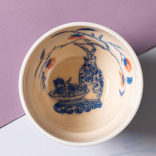 问鼎钧瓷/梦鼎/鹅黄青花/精工款/馥郁杯(柿事如意) 商品图1