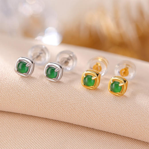 【晞翠】S925纯银镀金翡翠复古耳饰【CW-ED03318】 商品图1