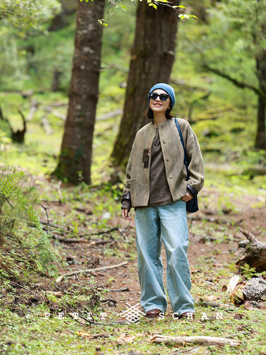 PETIT SCHAN小闪 CLO#930 Breath of the Wild 旷野之息 棉华夫格真皮拼接脏染厚款秋冬外套 商品图4