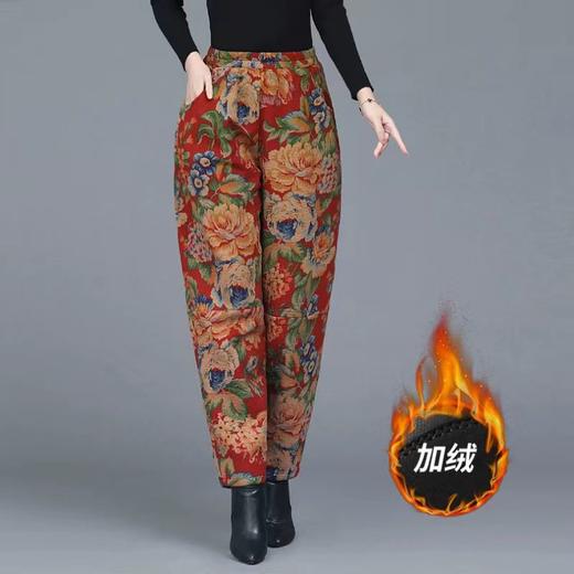 2025冬季复古印花加绒灯笼裤女民族风保暖棉裤宽松休闲裤长裤女 商品图1